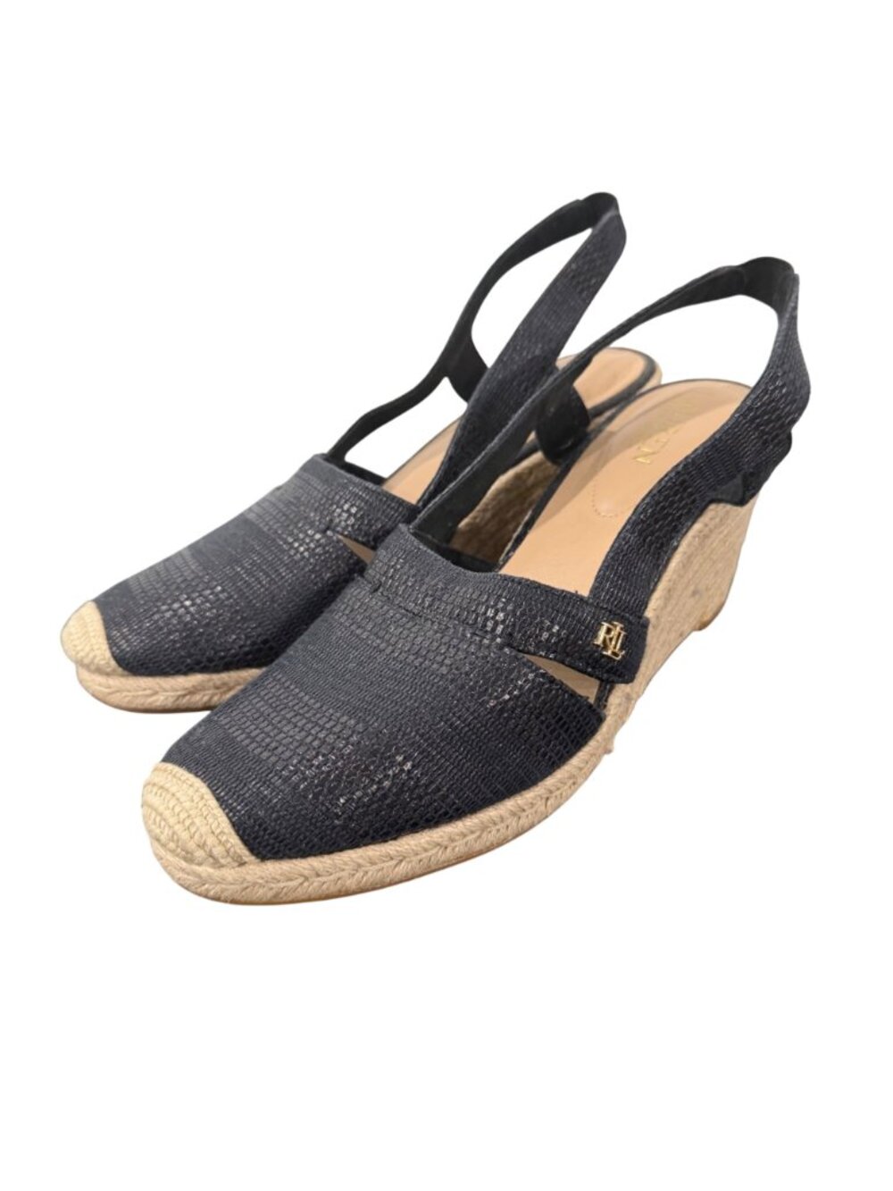 Lauren Ralph Lauren Penelope Navy Slingback Espadrille Wedge Sandal Women SZ 10B - Picture 10 of 14
